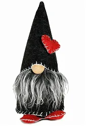 Новогоднее украшение СФЕРА Гном с сердцем на шапке красное 21см арт.3-0126-1