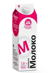 Молоко БЕЛЫЙ ЗАМОК цельное отборное бзмж 3.8% т/пак 900г