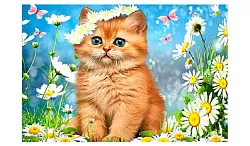 Алмазная мозаика Котенок 10*15см арт.ТКир25166