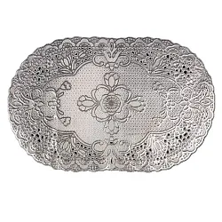 Салфетка столовая НАТАМ ажурная 46*30см серебро ПВХ арт.LX-S7313A