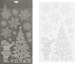 Наклейки витражные ТАМ-ТАМ Дед Мороз и елка белые 24*41см арт.JZ060417-2