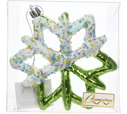 Елочная игрушка СЕРПАНТИН Зимняя снежинка зеленый