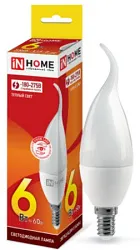 Лампа светодиодная ИН ХОУМ Свеча на ветру 6Вт 3000К 540Лм Е14