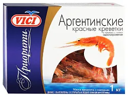 Креветки ВИЧИ Аргентинские красные неочищенные глазурь 7% с/м 1кг