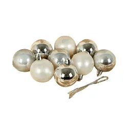 Набор елочных шаров ТАМ-ТАМ Серебряно-жемчужный белый Д5см 9шт арт.SYQA-012244