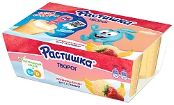 Творог РАСТИШКА обогащенный клубника банан пломбир бзмж 3.5% 6*45г