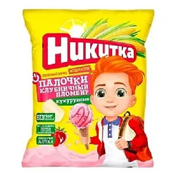 Палочки кукурузные НИКИТКА клубничный пломбир м/у 80г