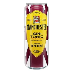Напиток слабоалкогольный МАНЧЕСТЕР Джин Тоник брусника 7.2% ж/б 0.45л