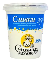 Сливки СТОЛИЦА МОЛОКА пастер бзмж 34% стакан 350г