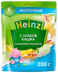 Каша ХАЙНЦ 5 злаков банан яблоко молочная бзмж м/у 200г