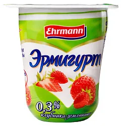 Йогуртный продукт ЭРМИГУРТ Десертный пастер клубника земляника бзмж 0.3% 100г