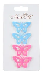 Заколка для волос НАТАМ Бабочки розовые голубые 4шт арт.BV18007A