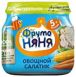 Пюре ФРУТОНЯНЯ овощной салатик ст/б 80г