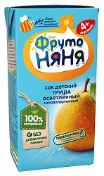 Сок ФРУТОНЯНЯ груша осветленный без сахара 0.2л