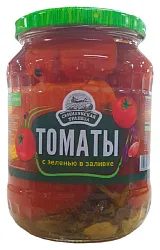 Томаты СЕМИЛУКСКАЯ ТРАПЕЗА с зеленью в заливке ст/б 680г