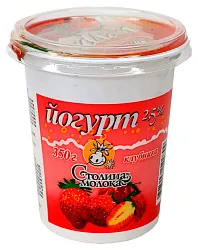 Йогурт СТОЛИЦА МОЛОКА клубника бзмж 2.5% 350г
