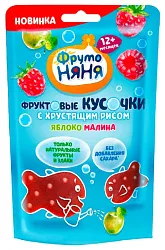Фруктовые кусочки ФРУТОНЯНЯ яблоко малина с хрустящим рисом м/у 12г