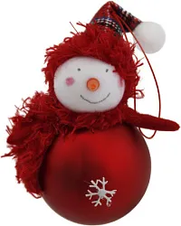 Новогоднее украшение ТАМ-ТАМ Снеговик в клечатой красной шапке арт.23A-3031A