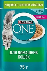 Корм для кошек ПУРИНА ВАН индейка с зеленой фасолью 75г