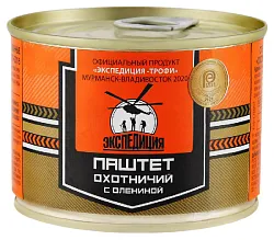 Паштет ЭКСПЕДИЦИЯ Охотничий с олениной ж/б ключ 180г