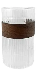 Стакан для напитков АТМИКС ребристый с бамбуковой вставкой 450мл арт.6459-11