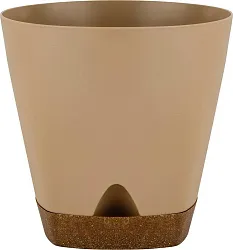 Горшок для цветов ИНГРИН Вуд Д20см с прикорневым поливом молочный шоколад 4л арт.IG610110047