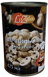 Шампиньоны ЛОЗАТО резаные ж/б 425мл