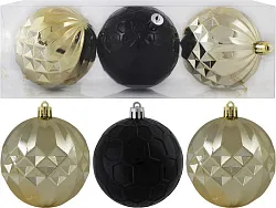Елочные шары ТАМ ТАМ Футуризм золото-черный 3шт арт.SYQF-0122352
