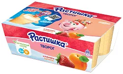 Творог РАСТИШКА обогащенный клубника абрикос бзмж 3.5% 6*45г