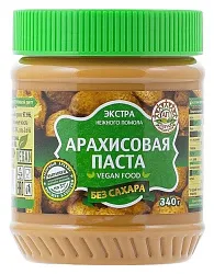 Паста ВЕГАН арахисовая без сахара 340г