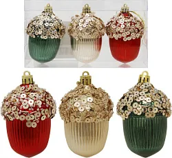 Набор елочных украшений ТАМ-ТАМ Желуди 3шт в ассортименте арт.SY24DGZ-016