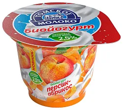Биойогурт ТОМСКОЕ МОЛОКО персик абрикос бзмж 2.5% 180г