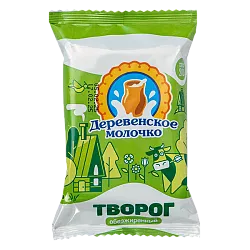 Творог ДЕРЕВЕНСКОЕ МОЛОЧКО обезжиренный бзмж 0% флоупак 200г
