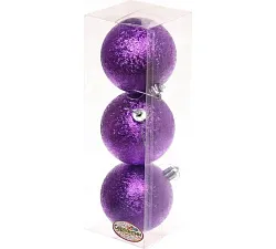 Набор шаров СЕРПАНТИН Мягкий блеск 7см фиолетовый 3шт