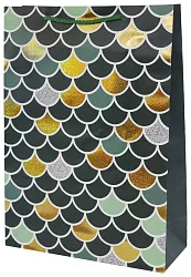 Пакет подарочный ТАМ-ТАМ Чешуя зеленый 30*12*42см арт.E8390L