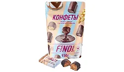 Конфеты ФИНДИ Кокос и арахис с вареной сгущенкой в шоколадной глазури 150г