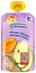 Пюре БАБУШКИНО ЛУКОШКО яблоко абрикос овсяные хлопья м/у 125г