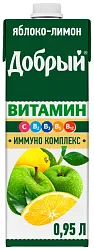 Напиток сокосодержащий ДОБРЫЙ яблоко лимон 0.95л