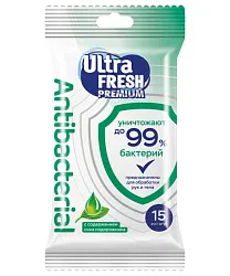 Влажные салфетки УЛЬТРА ФРЕШ Премиум Антибактериальные 15шт