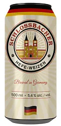Пиво ШЛОССБАХЕР Хефевайцен светлое нефильтрованное пастер 5.4% ж/б 0.5л