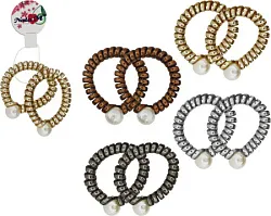 Резинка для волос НАТАМ Спираль средняя с жемчугом 5см 2шт в ассортименте арт.745