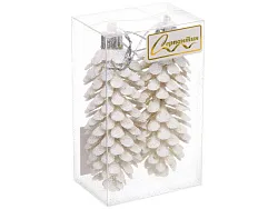 Набор шаров СЕРПАНТИН Шишки блестящие 9см белый 2шт