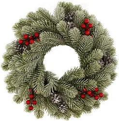 Венок декоративный ТАМ-ТАМ Классика с ягодами и шишками Д40см арт.62HH138