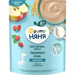 Каша ФРУТОНЯНЯ пшеничная яблоко земляника молочная бзмж п/пак 200г