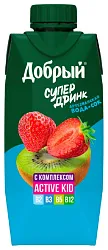Напиток ДОБРЫЙ Актив кид яблоко клубника киви 0.33л