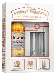 Виски ДЮАРС Белая этикетка 40% ПК 0.7л+стакан