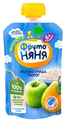 Пюре ФРУТОНЯНЯ яблоко груша творог бзмж м/у 90г
