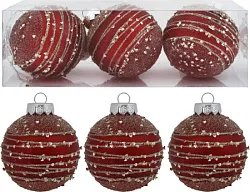 Набор елочных шаров ТАМ-ТАМ Метель красный Д8 3шт арт.SY2022DG-394