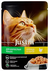 Корм для кошек ДЖАСТИН Курица в соусе 75г