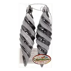 Набор елочных украшений СЕРПАНТИН Сосульки 10см графитовый